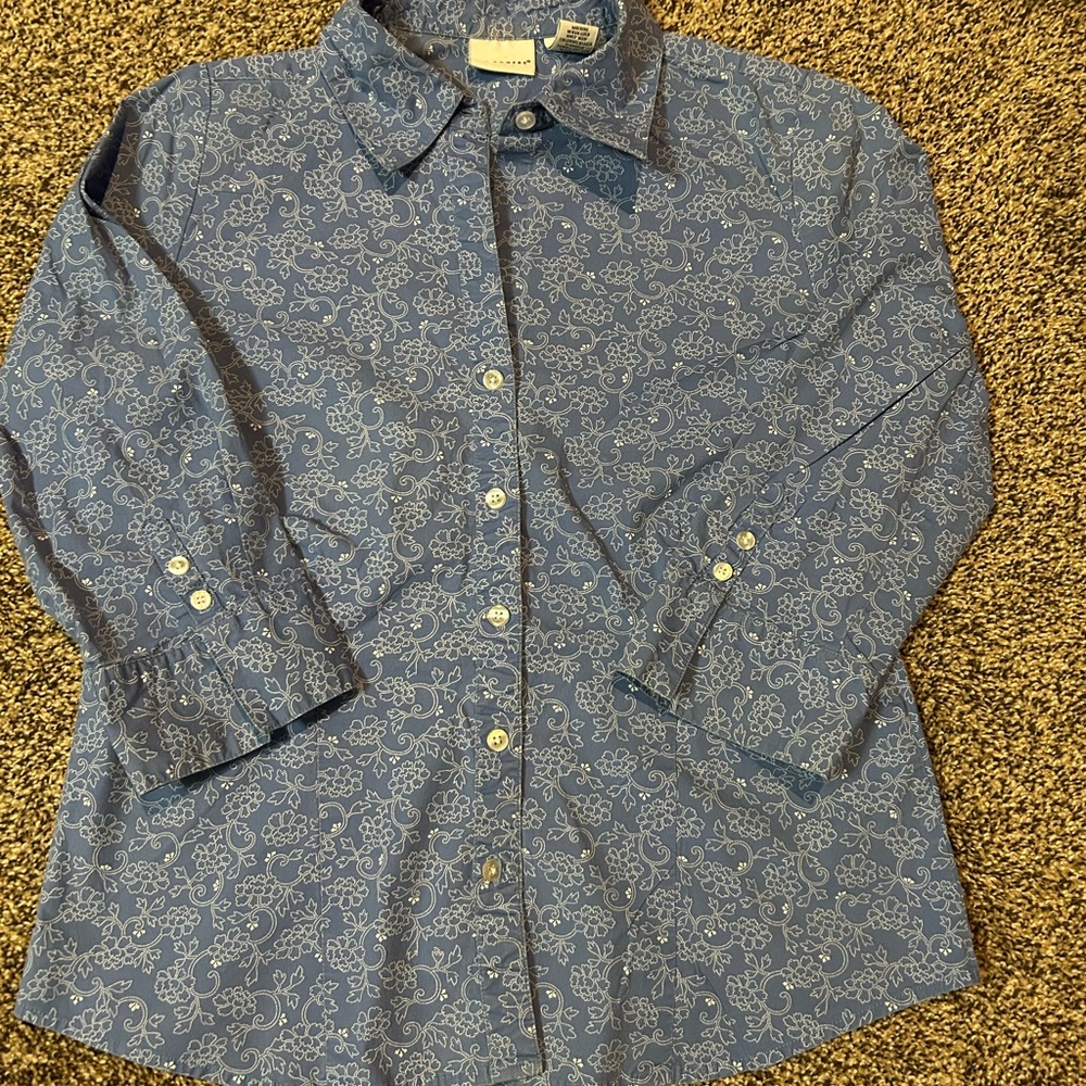 Blue Floral Button-Up Shirt